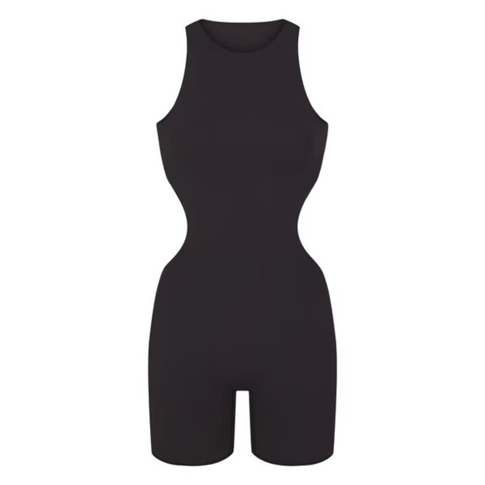 RARE Skims Fits Everybody High Neck Cut Out Onesie Romper Black